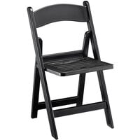 Lancaster Table & Seating Black Resin Folding Chair with Slatted Seat