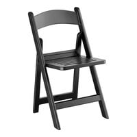 Lancaster Table & Seating Black Resin Folding Chair with Slatted Seat