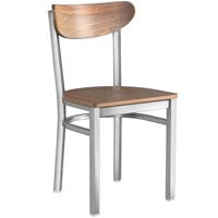 Lancaster Table & Seating Boomerang Series Clear Coat Finish Chair with Vintage Wood Seat and Back