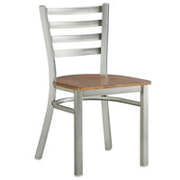Lancaster Table & Seating Clear Coat Finish Ladder Back Chair with Vintage Wood Seat - Assembled