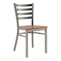 Lancaster Table & Seating Clear Coat Finish Ladder Back Chair with Vintage Wood Seat - Assembled
