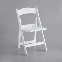 Lancaster Table & Seating White Resin Folding Chair with Slatted Seat
