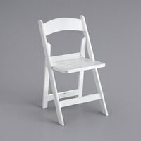 Lancaster Table & Seating White Resin Folding Chair with Slatted Seat