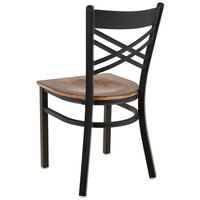 Lancaster Table & Seating Black Cross Back Chair with Vintage Wood Seat - Detached Seat