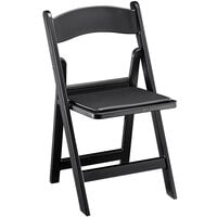 Lancaster Table & Seating Black Resin Folding Chair with Vinyl Seat