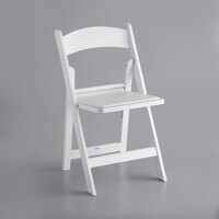 Lancaster Table & Seating White Resin Folding Chair with Vinyl Seat