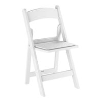 Lancaster Table & Seating White Resin Folding Chair with Vinyl Seat