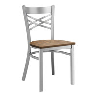 Lancaster Table & Seating Clear Coat Finish Cross Back Chair with Vintage Wood Seat - Assembled