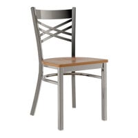 Lancaster Table & Seating Clear Coat Finish Cross Back Chair with Vintage Wood Seat - Assembled