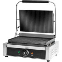 Global Solutions by Nemco GS1621 Panini / Sandwich Grill with Grooved Plates - 13" x 8 1/2" Cooking Surface - 120V, 1750W