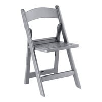 Lancaster Table & Seating Gray Resin Folding Chair with Slatted Seat