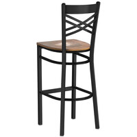 Lancaster Table & Seating Black Cross Back Bar Height Chair with Vintage Wood Seat - Detached Seat