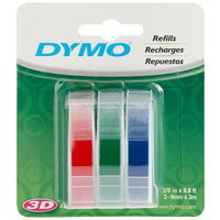 DYMO 1741671 3/8 inch x 9 13/16' Assorted Glossy Embosser Label Tape - 3/Pack