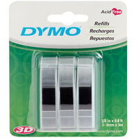 DYMO 1741670 3/8 inch x 9 13/16' Black Glossy Embosser Label Tape - 3/Pack