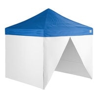 Galaxy Equipment 10' x 10' Blue Straight Leg Steel Instant Pop Up Canopy Tent Deluxe Kit with 4 Side Walls