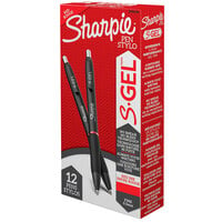 Sharpie 2096166 S-Gel Red Ink with Black Barrel 0.5mm Retractable Gel Pen - 12/Pack