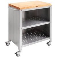 John Boos & Co. CUFC-M1830 18 1/8 inch x 30 inch Two-Shelf Stainless Steel Formaggio Cart with Wood Top