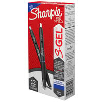 Sharpie 2096146 S-Gel Blue Ink with Black Barrel 0.5mm Retractable Gel Pen - 12/Pack