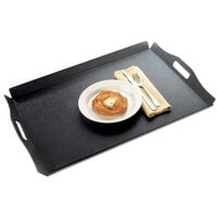 Cal-Mil 930-3-13 26 inch x 18 inch Black Room Service Tray with Raised Edges
