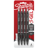 Sharpie 2096155 S-Gel Black Ink with Black Barrel 1.0mm Retractable Gel Pen - 4/Pack