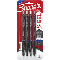 Sharpie 2096171 S-Gel Blue Ink with Black Barrel 1.0mm Retractable Gel Pen - 4/Pack