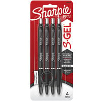 Sharpie 2096134 S-Gel Black Ink with Black Barrel 0.7mm Retractable Gel Pen - 4/Pack