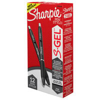 Sharpie 2096145 S-Gel Black Ink with Black Barrel 0.5mm Retractable Gel Pen - 12/Pack