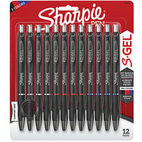Sharpie 2096153 S-Gel Assorted Ink with Black Barrel 0.7mm Retractable Gel Pen - 12/Pack