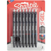 Sharpie 2096148 S-Gel Assorted Ink with Black Barrel 0.7mm Retractable Gel Pen - 8/Pack