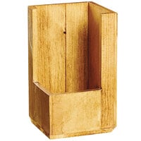 Cal-Mil 22110-99 Madera Rustic Pine Wood Cup / Lid / Condiment Holder - 3 3/4 inch x 3 3/4 inch x 6 1/4 inch