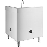 Regency 30 inch x 30 inch 14 Gauge Stainless Steel Corner Work Table with Sink, Hinged Door, and Lock
