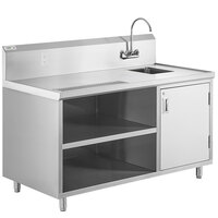 Regency 30 inch x 60 inch 14 Gauge Stainless Steel Beverage Table with Right Sink