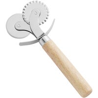 Fox Run 5542 6 1/4 inch Stainless Steel Double Pastry Cutter with 1 1/2 inch Wheels and Wood Handle