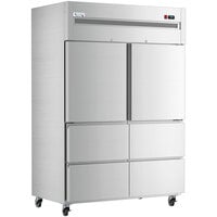 Avantco Z2-R4-N 54" Solid Half Door Stainless Steel Reach-In Refrigerator with 4 Bottom Drawers