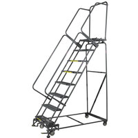 Ballymore SW832 8-Step Gray Steel 50-Degree Slope Walk Down Rolling Ladder with 24 inch Wide Steps