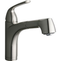 Elkay LKGT1042NK Gourmet Deck Mount Brushed Nickel Bar Faucet with Pull-Out Spray Head and Lever Handle