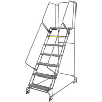 Ballymore 7-Step Rolling Ladder with Handrail, Spring Loaded Casters, and 24 inch Wide Steps FSH726