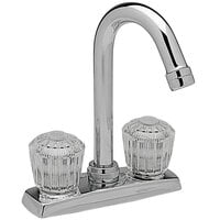 Zurn Elkay LKA2475LF Centerset Deck Mount Chrome Faucet with 3 7/16" Gooseneck Spout and Clear Crystalac Handles