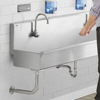Regency 120 inch x 17 1/2 inch Single-Hole Multi-Station Hand Sink for 5 Wall Mounted Faucets