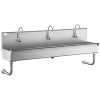 Regency 72" x 17 1/2" Single-Hole Multi-Station Hand Sink with 3 Hands-Free Sensor Faucets
