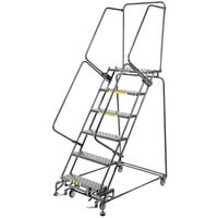 Ballymore 052414 M-2000 Series 5-Step Gray Steel Rolling Safety Ladder with 16 inch Wide Steps and 14 inch Deep Top Step