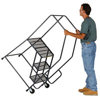 Ballymore TR-2 Tilt & Roll 2-Step Gray Steel Rolling Safety Ladder with 24 inch Wide Steps and 4 inch Casters