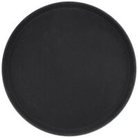 Carlisle 1400GL004 GripLite 14" Black Round Non Skid Serving Tray