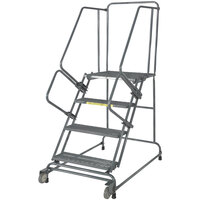 Ballymore FSTR618 Tilt & Roll 6-Step Gray Steel Rolling Safety Ladder with 16 inch Wide Steps, 14 inch Deep Top Step, and 4 inch Casters