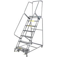 Ballymore 072414 M-2000 Series 7-Step Gray Steel Rolling Safety Ladder with 16 inch Wide Steps and 14 inch Deep Top Step