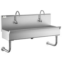 Regency 48 inch x 17 1/2 inch Single-Hole Multi-Station Hand Sink with 2 Hands-Free Sensor Faucets