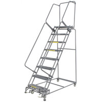 Ballymore 082414 M-2000 Series 8-Step Gray Steel Rolling Safety Ladder with 16 inch Wide Steps and 14 inch Deep Top Step