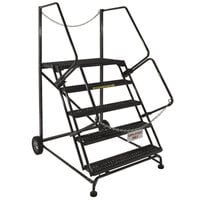 Ballymore TA-5-24 5-Step Gray Steel 59-Degree Slope Rolling Truck / Dock Access Ladder with 24 inch Wide Steps