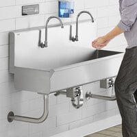 Regency 48 inch x 17 1/2 inch Single-Hole Multi-Station Hand Sink with 2 Knee Operated Faucets