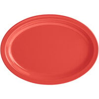 Acopa Foundations 13 1/4" x 9 1/2" Orange Narrow Rim Melamine Oval Platter - 12/Case